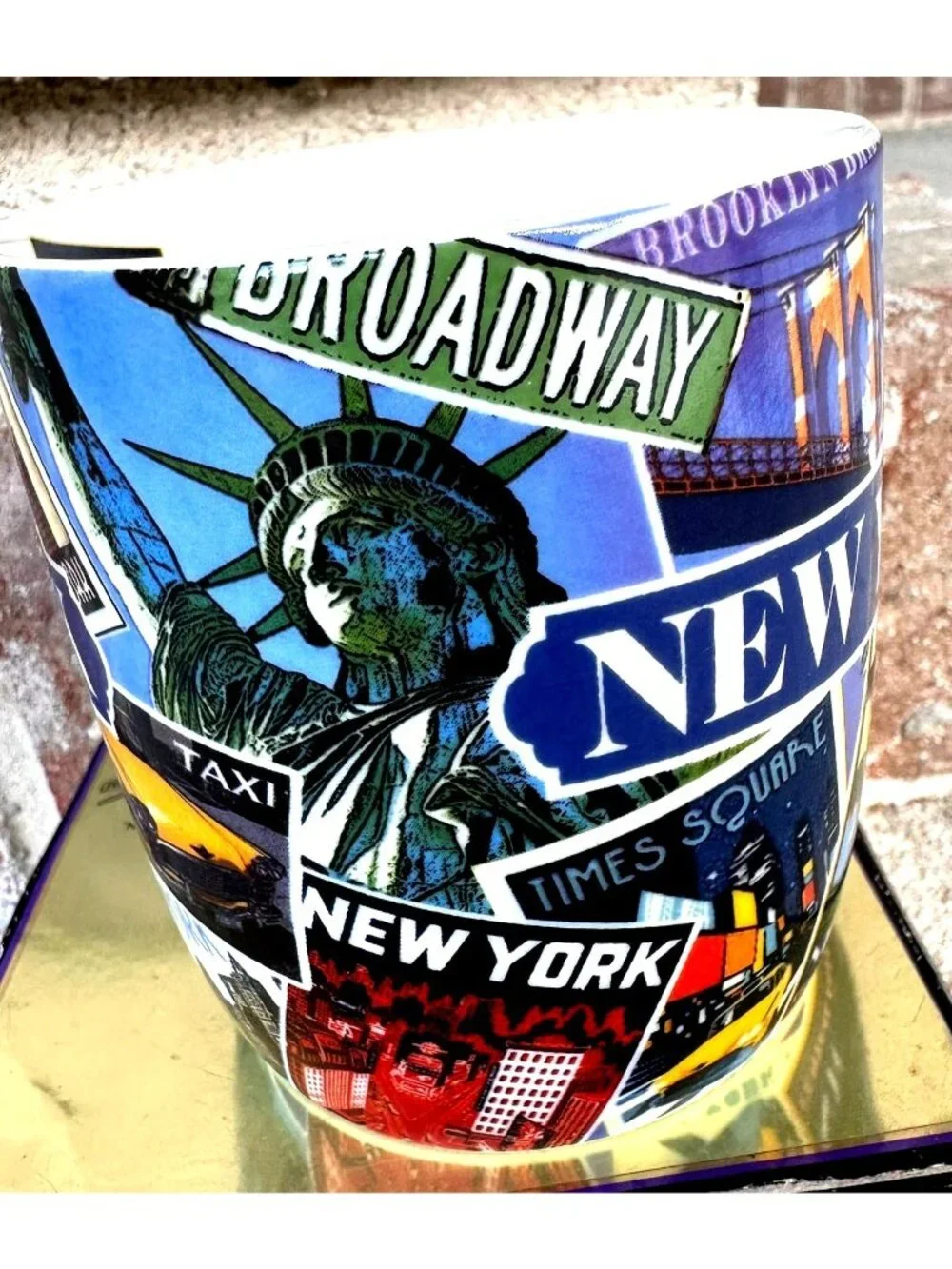 Vintage New York Coffee Cup Mug Postcard Factories NYC Freedom Tower Broadway